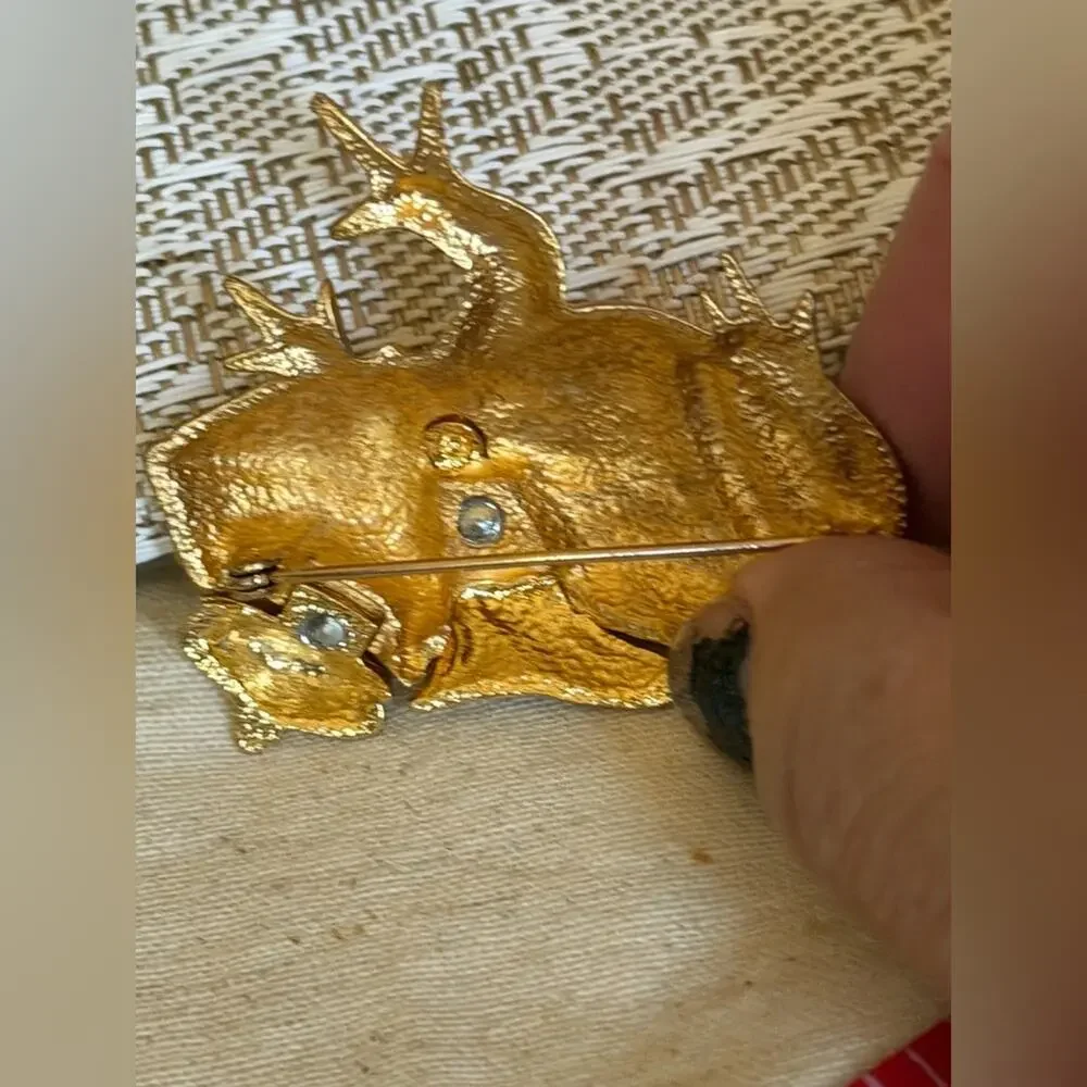 Vintage Gold Frog Prince Toad Brooch